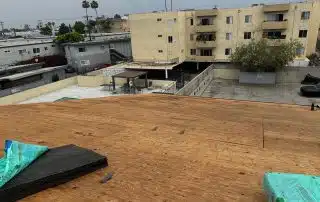 Wood roof top of apartment