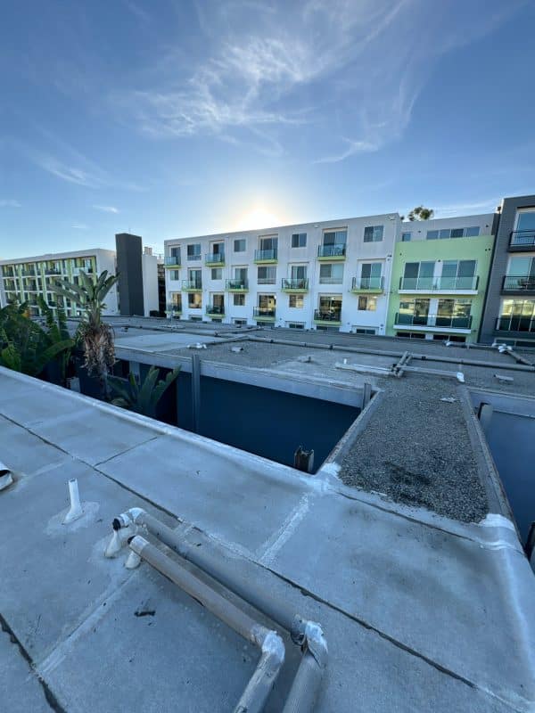 Commercial roof repair on a flat roof