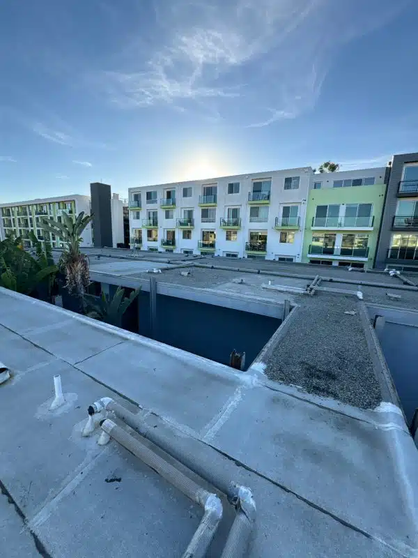 Commercial roof repair on a flat roof
