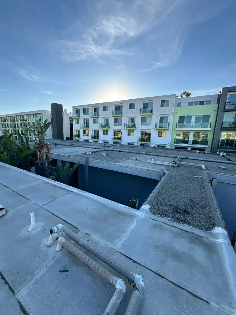 Flat roof on a multi-story commercial building