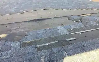 Close-up of asphalt shingles installed on a Los Angeles roof.