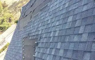Freshly installed shingles on a Los Angeles residence.