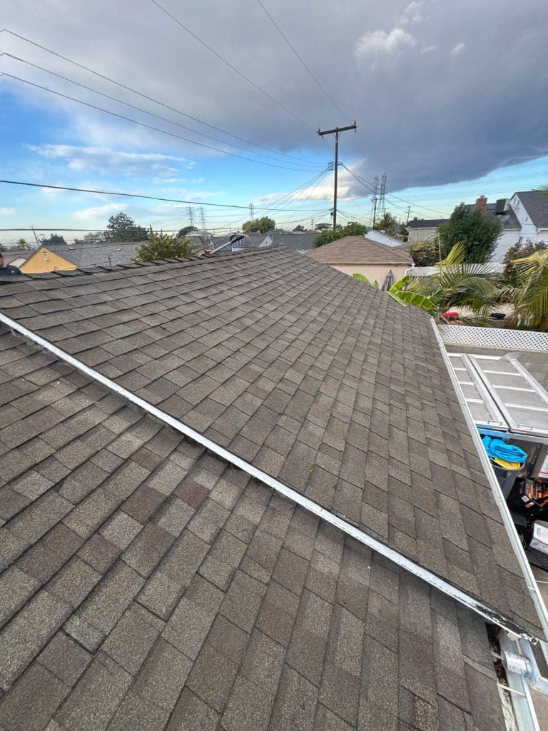 Asphalt shingle roof after repair in Southern California
