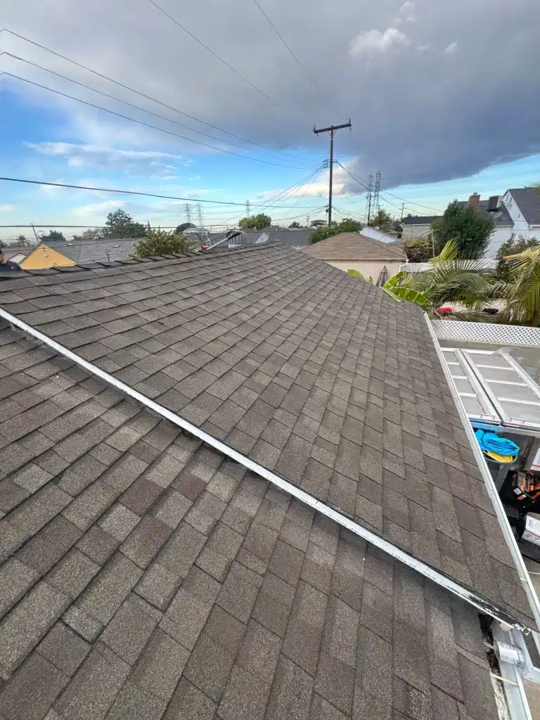 Asphalt shingle roof after repair in Southern California