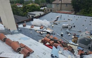 Roof replacement in progress