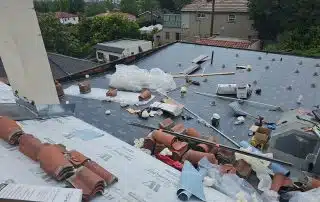 Roof replacement in progress