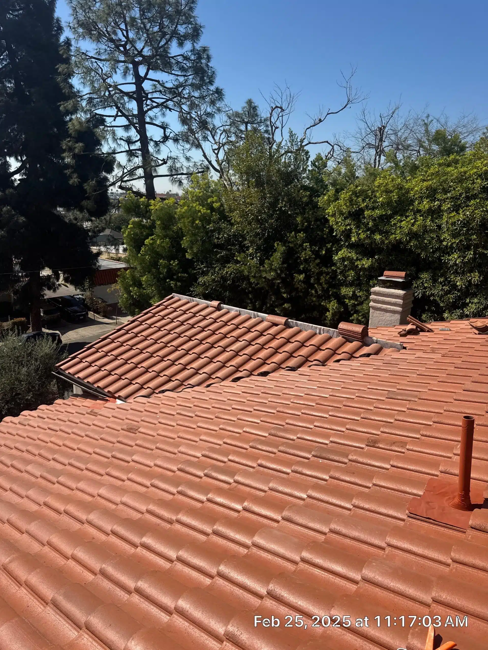 Completed red clay tile installation