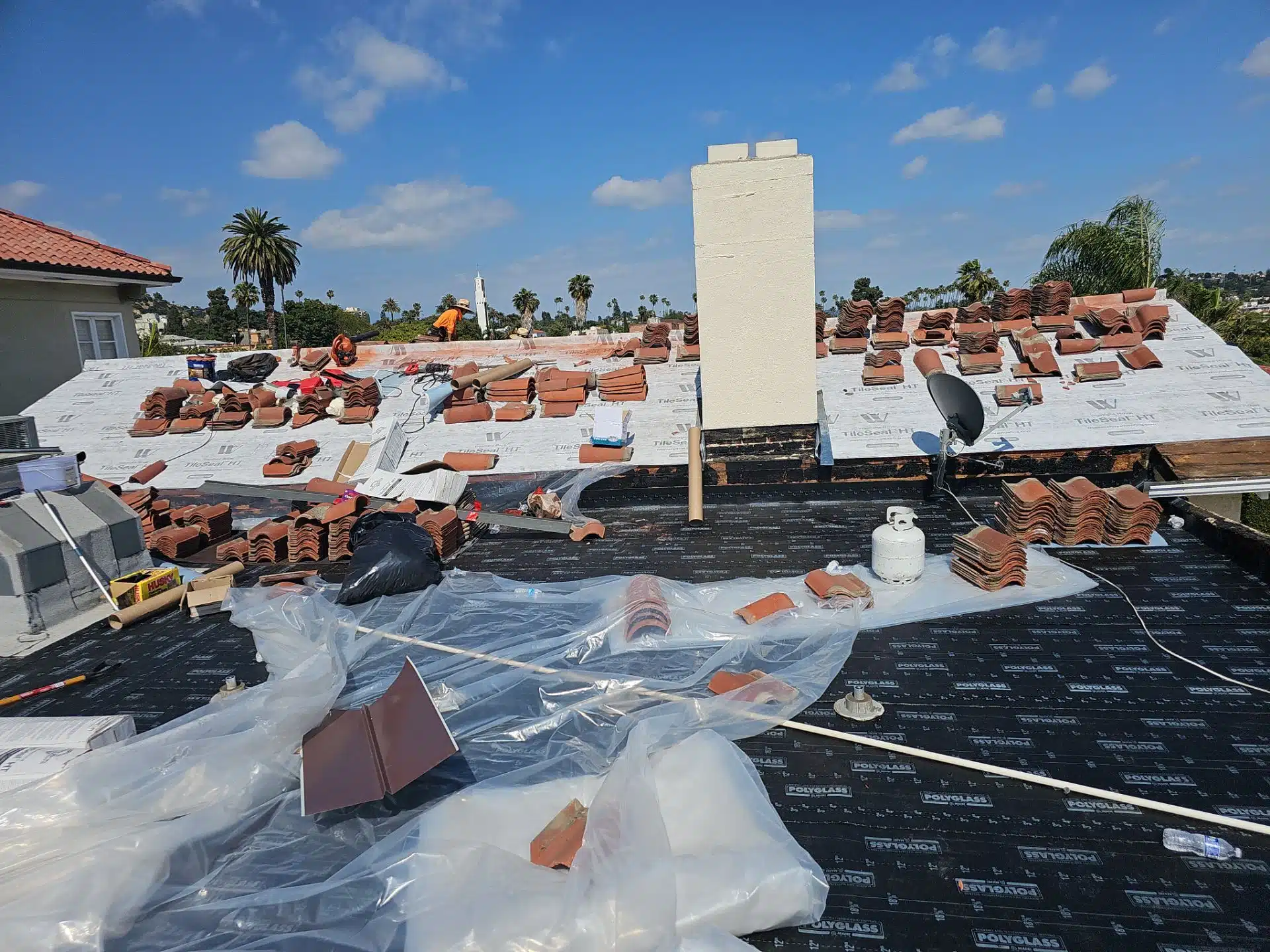removing red tile clay roof