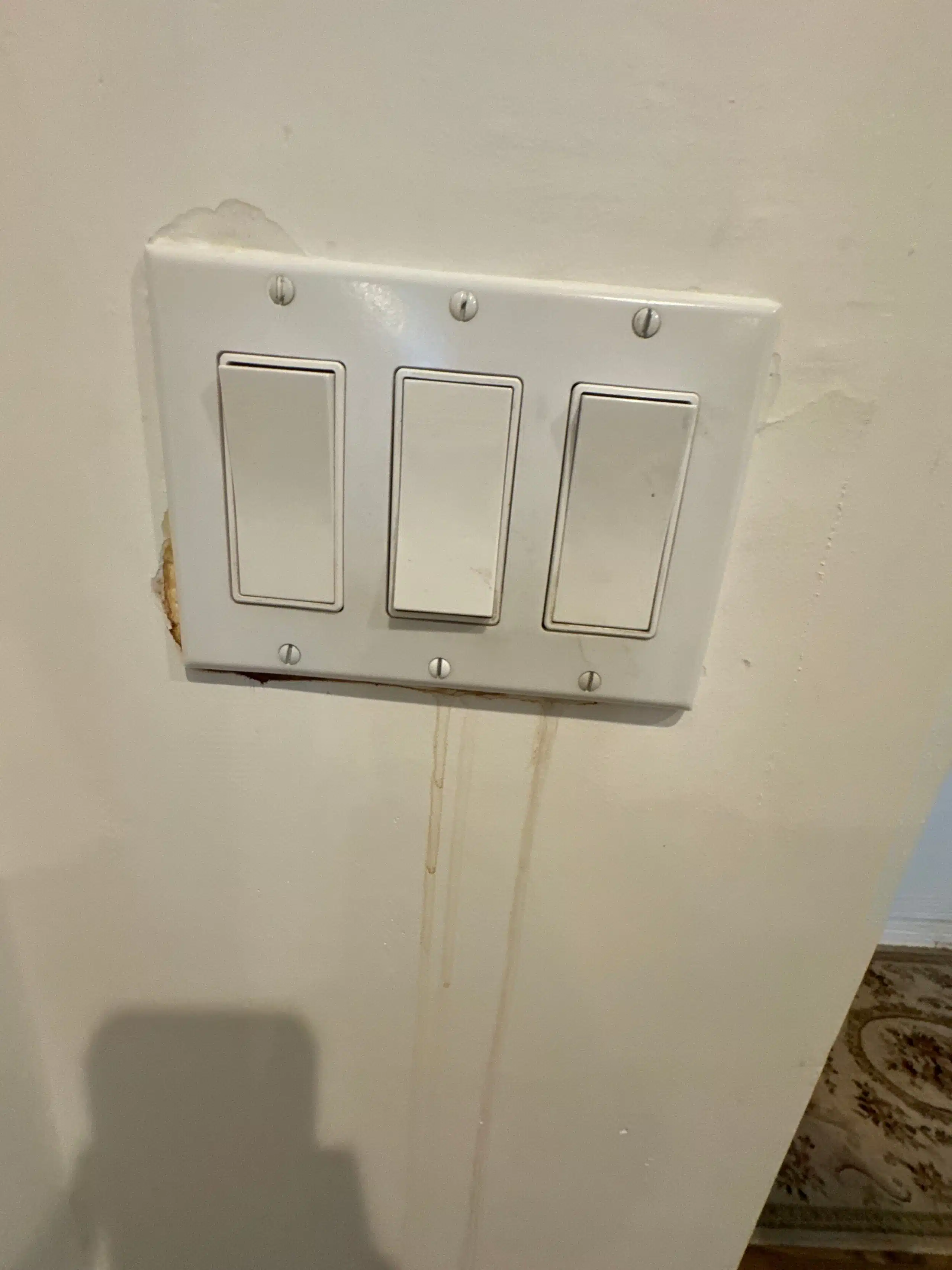Water damage to light switch