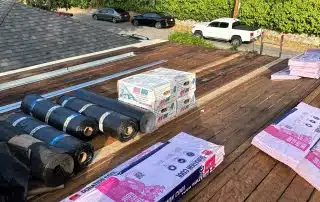 Work in progress on residential roof replacement in Glendale