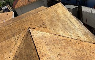 Wooden roof deck under construction or repair.