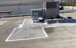Industrial rooftop with HVAC system.