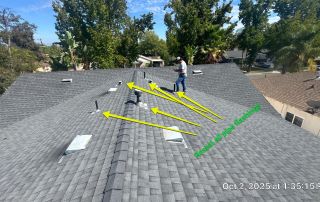 Roof inspection for pipe flashing reseal.