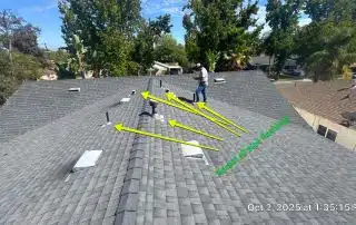 Roof inspection for pipe flashing reseal.