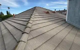 Concrete roof under clear blue sky