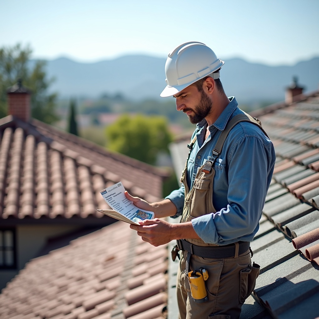 Roofer inspecting shingle condition before quoting a replacement