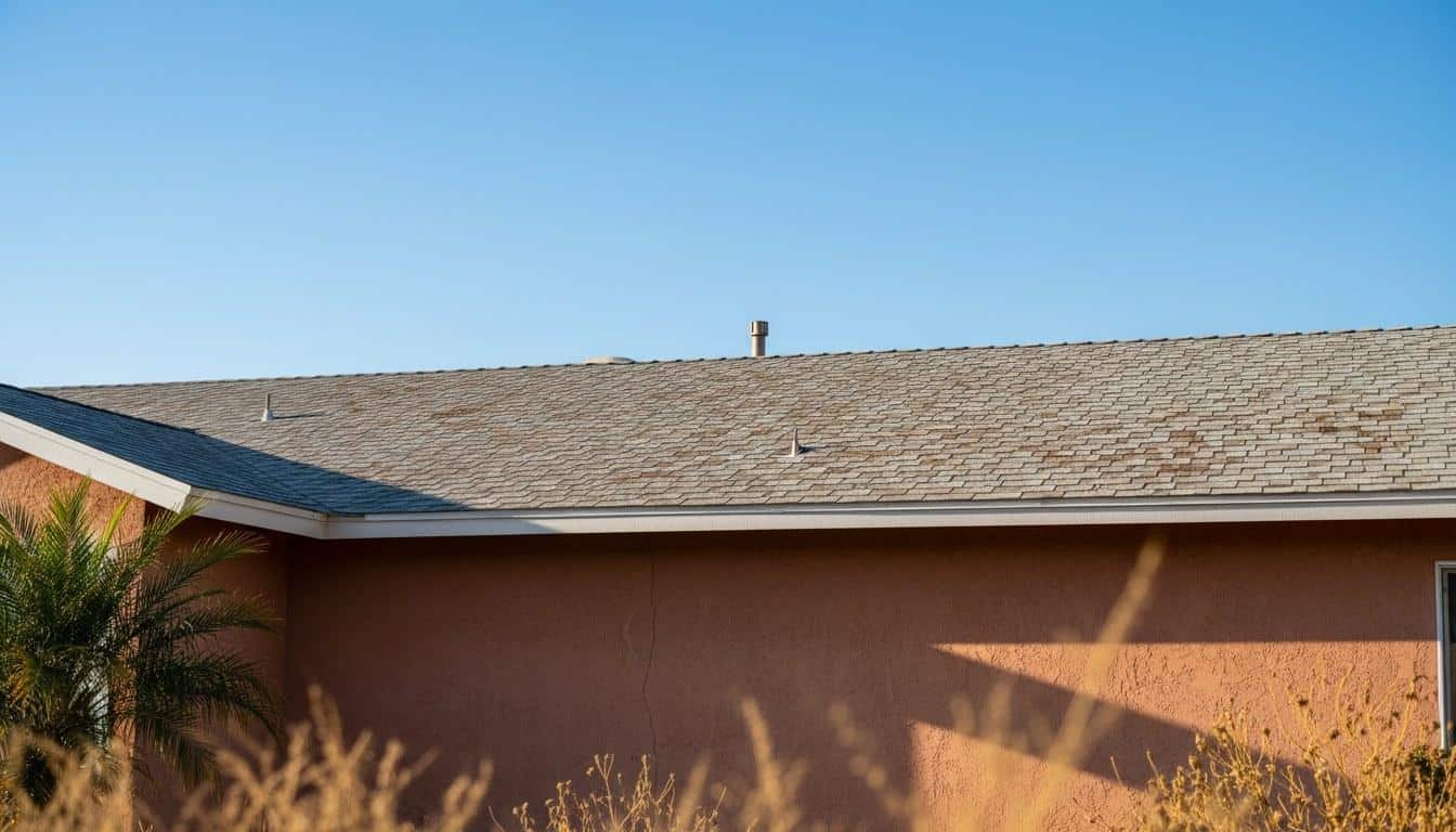 Asphalt shingle roof on a Los Angeles CA home showing full roofline before summer maintenance