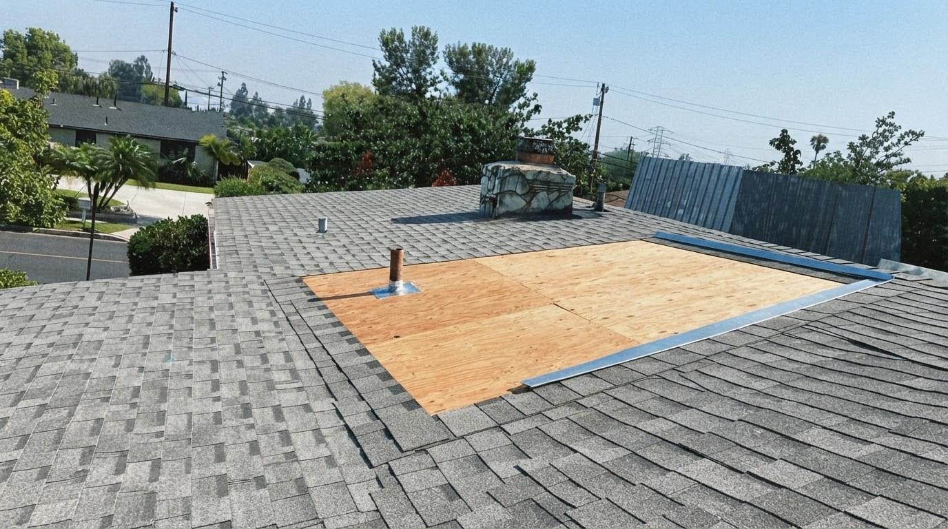 Finished roof leak repair work at Roof Repair & Construction Inc.