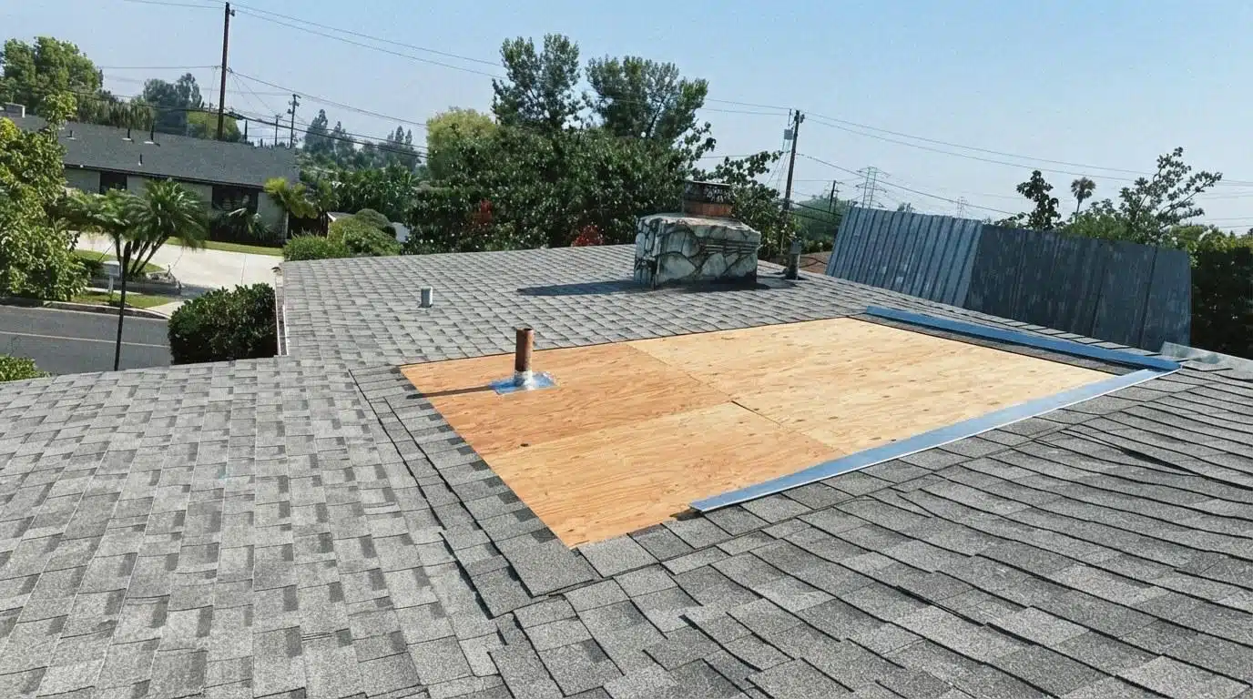 Finished roof leak repair work at Roof Repair & Construction Inc.