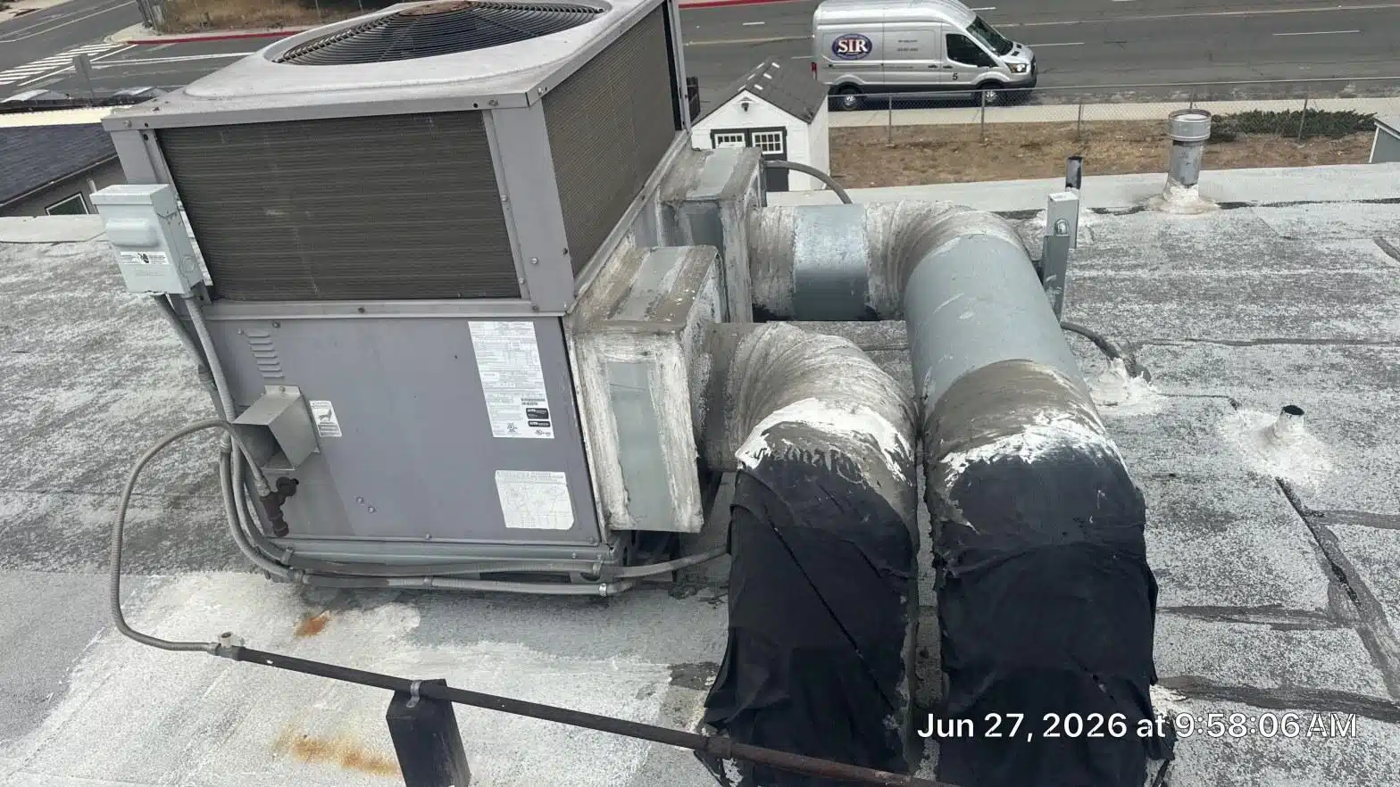 Completed flat roof repair work at Roof Repair & Construction Inc.