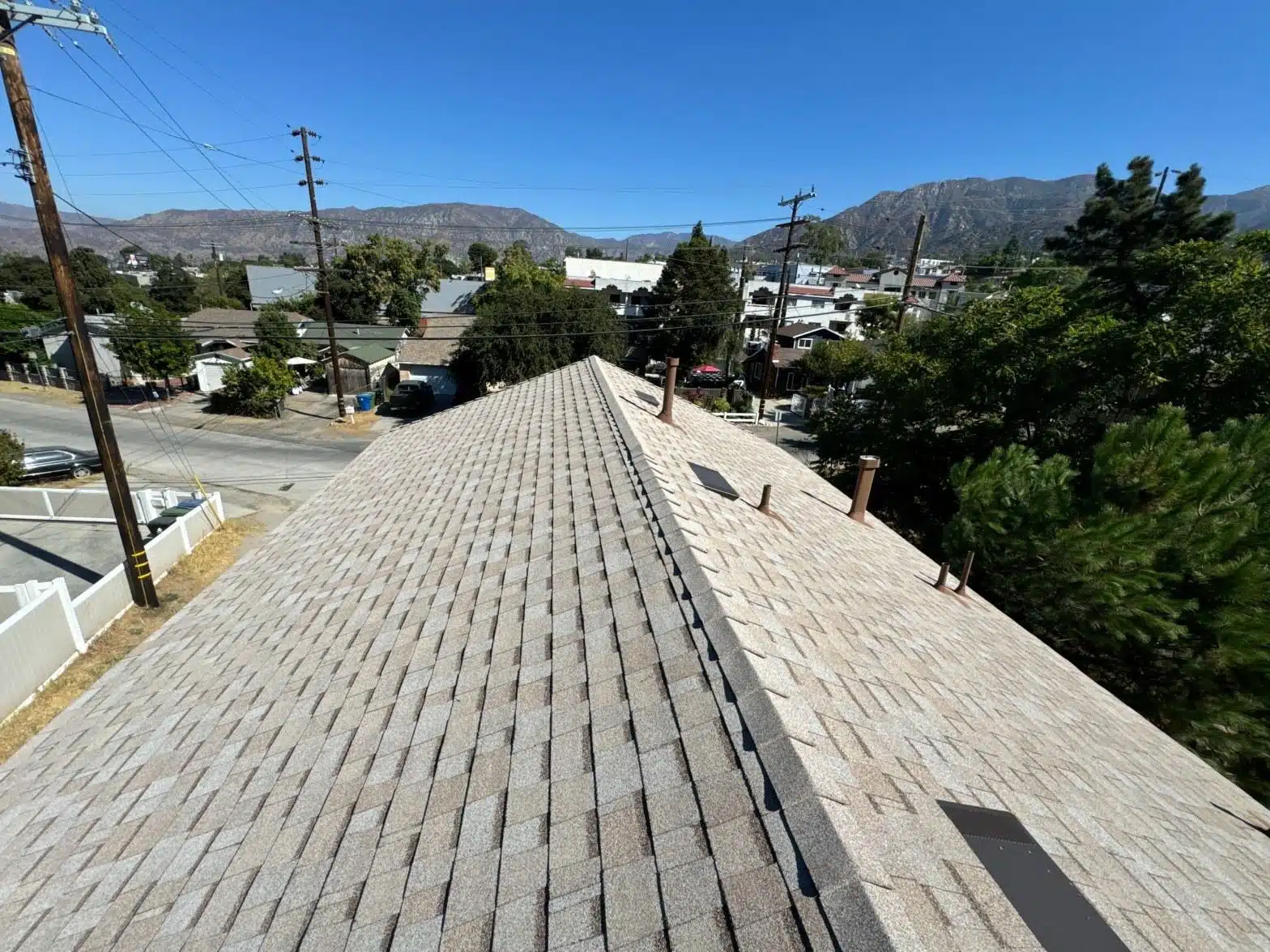 Completed metal roof repair work at Roof Repair & Construction Inc.