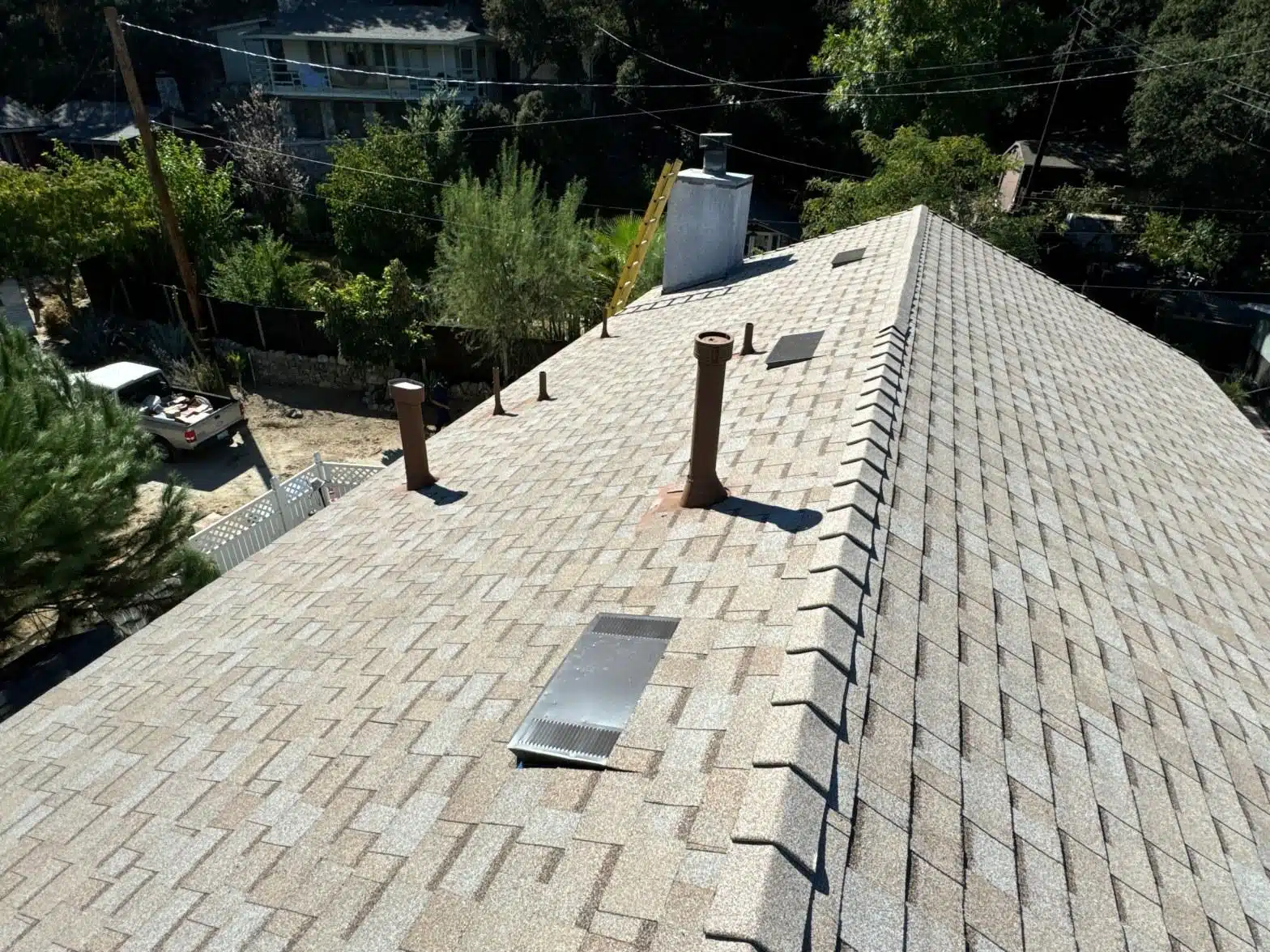 Completed roof leak repair work at Roof Repair & Construction Inc.